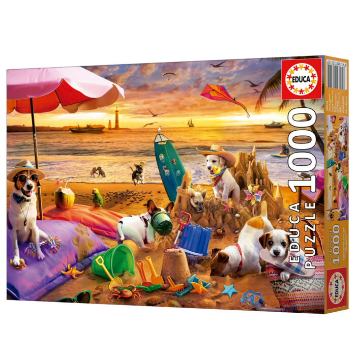 1000 Perros jugando en la playa